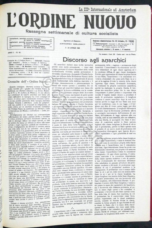 L'Ordine Nuovo rassegna di cultura socialista / operaia 1919-1925 Ristampa …