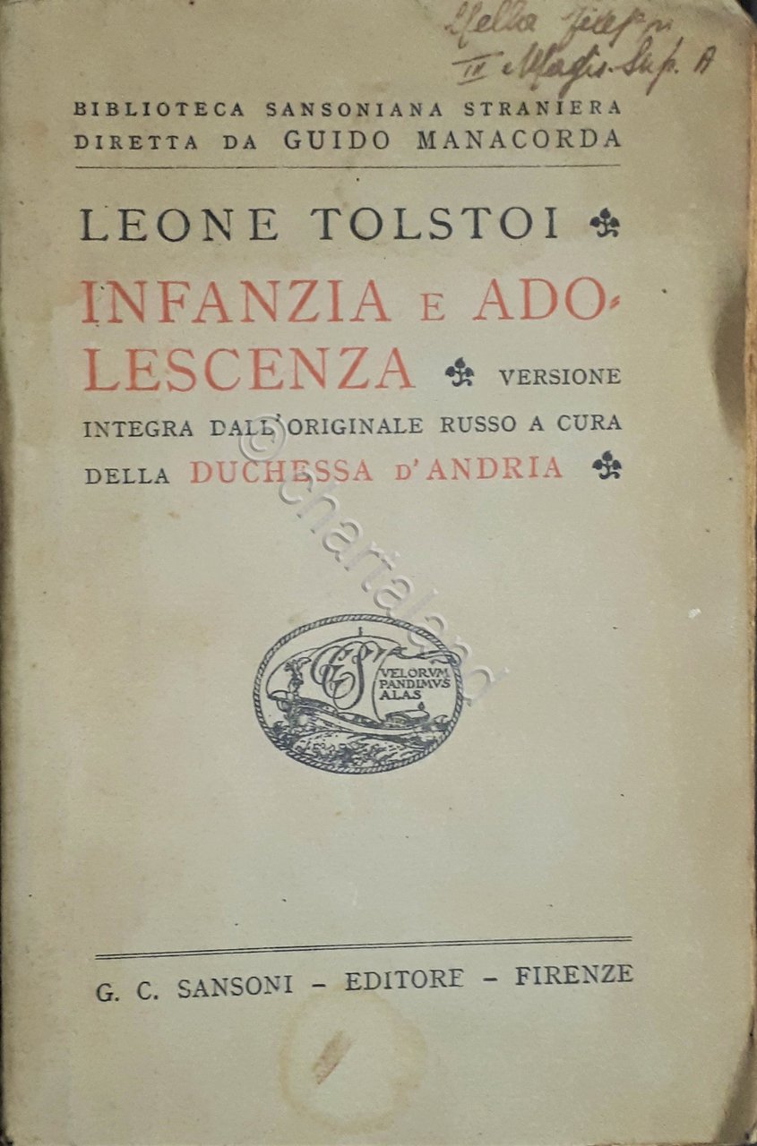 L. Tolsto - Infanzia e Adolescenza - ed. 1923