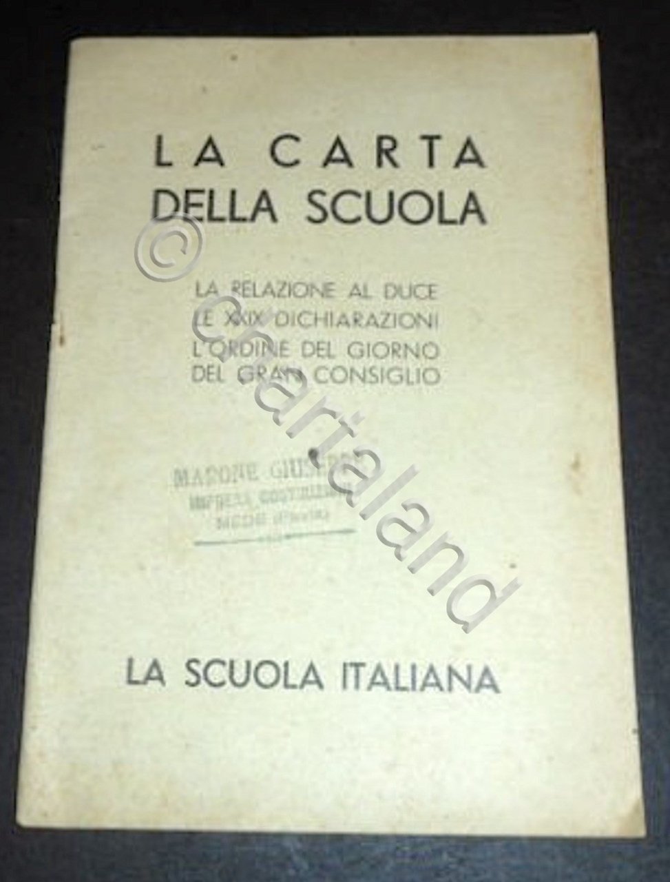 La carta della scuola - La relazione al Duce - …