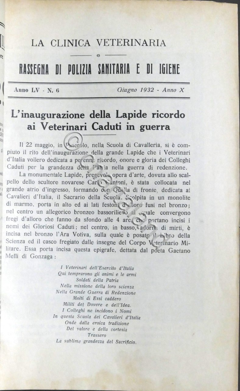 La Clinica Veterinaria - Rassegna di Polizia Sanitaria e di …