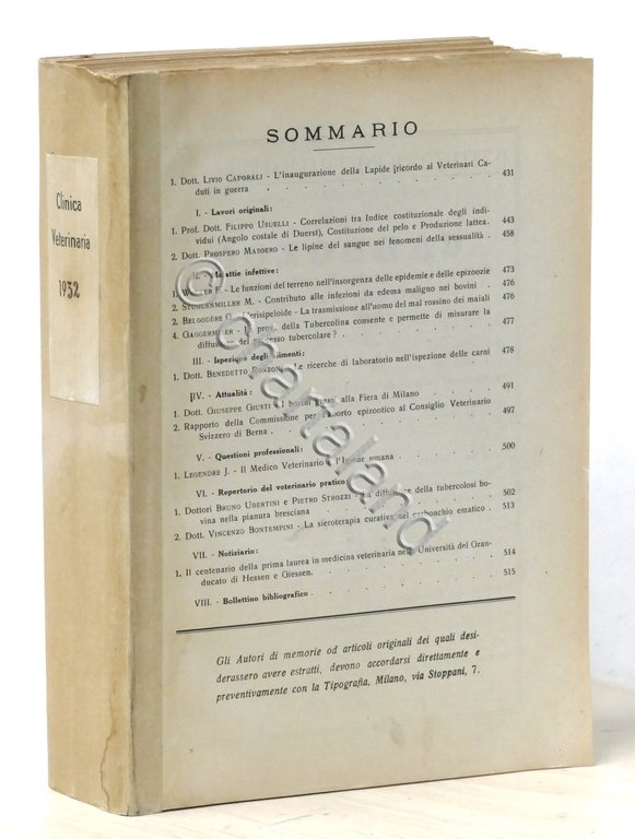 La Clinica Veterinaria - Rassegna di Polizia Sanitaria e di …