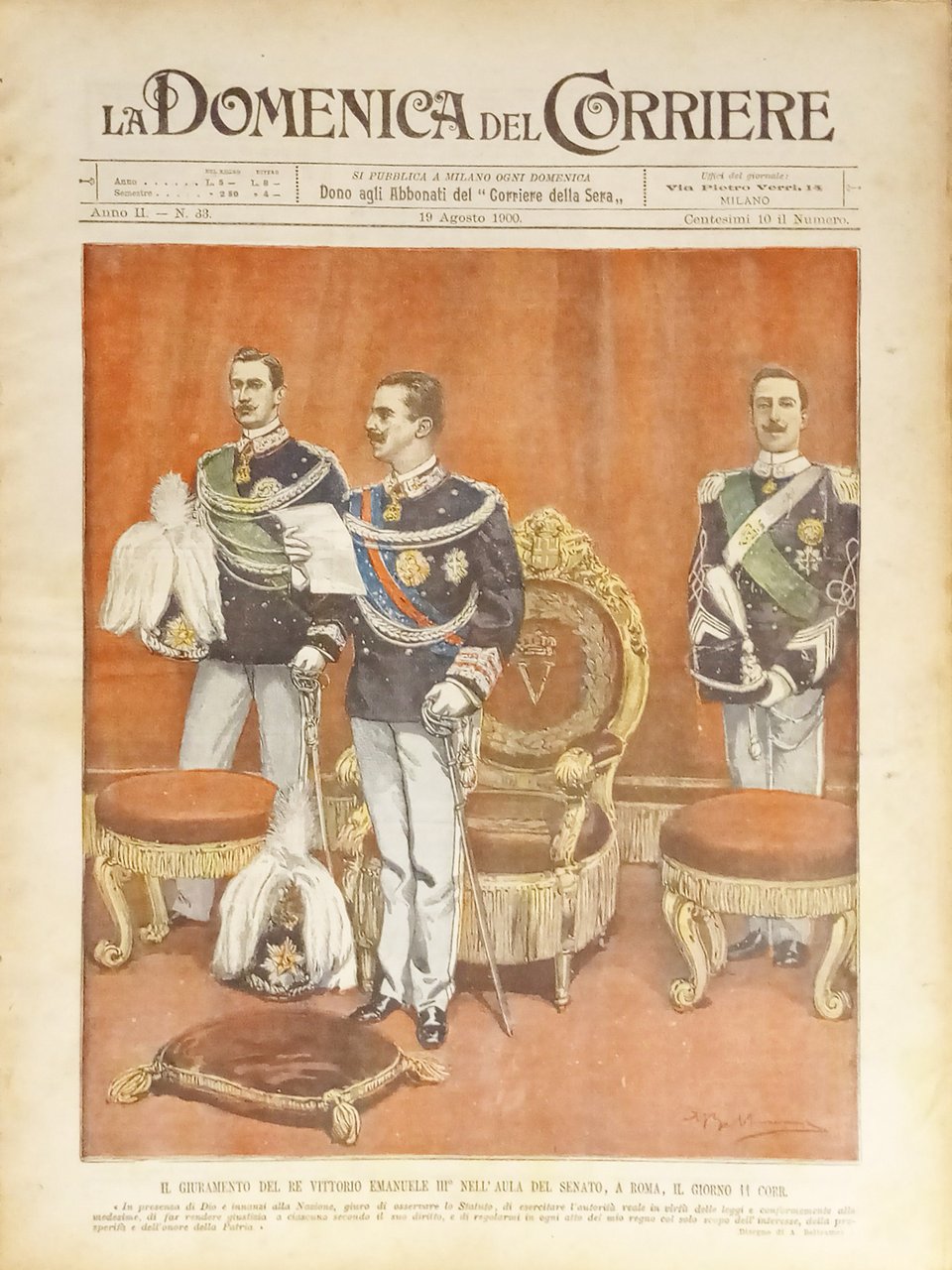 La Domenica del Corriere N. 33 - 1900 Il giuramento …