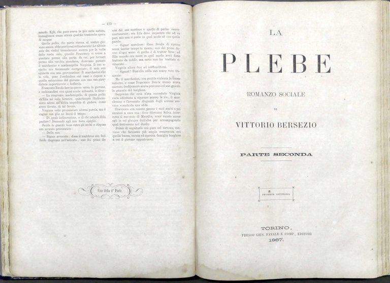 La plebe - Romanzo sociale di Vittorio Bersezio - 1867 …