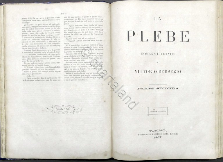 La plebe - Romanzo sociale di Vittorio Bersezio - 1867 …