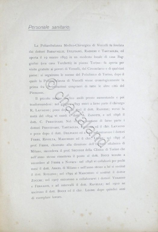 La Poliambulanza Medico-Chirurgica di Vercelli dal 1893 al 1910 - …