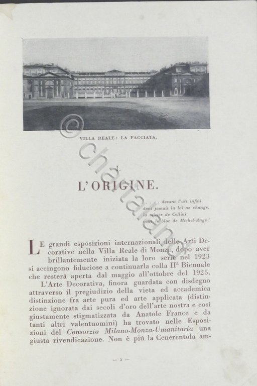 Le Mostre Internazionali delle Arti Decorative - Milano-Monza (Villa Reale) …