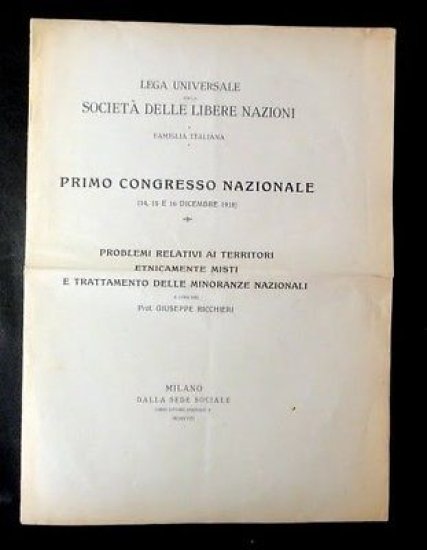 Lega Universale Società Libere Nazioni - Primo Congresso minoranze etniche … | Immagine principale