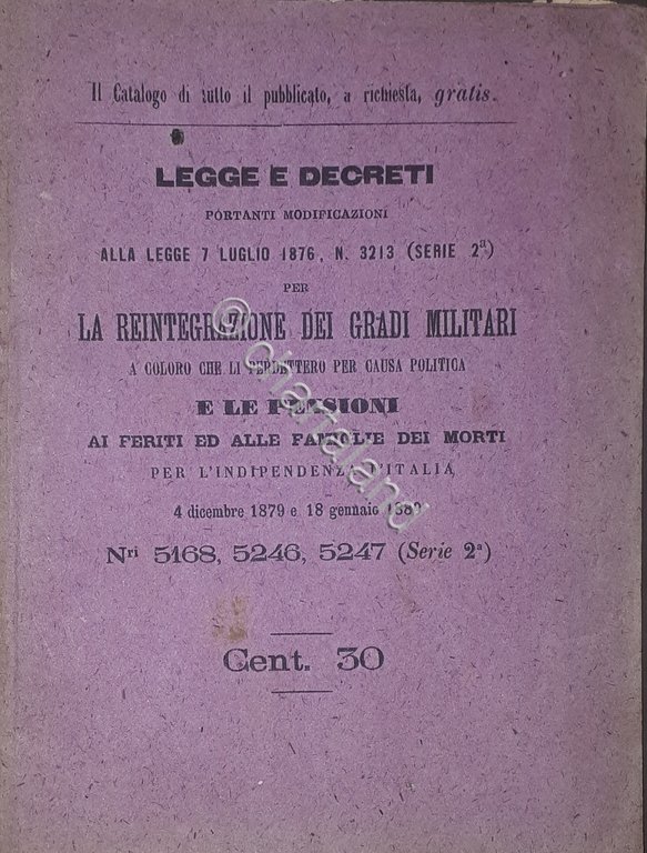 Legge e Decreti - La Reintegrazione dei Gradi Militari e …