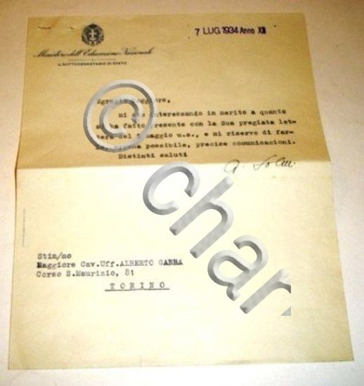 Lettera Autografo Arrigo Solmi 1934