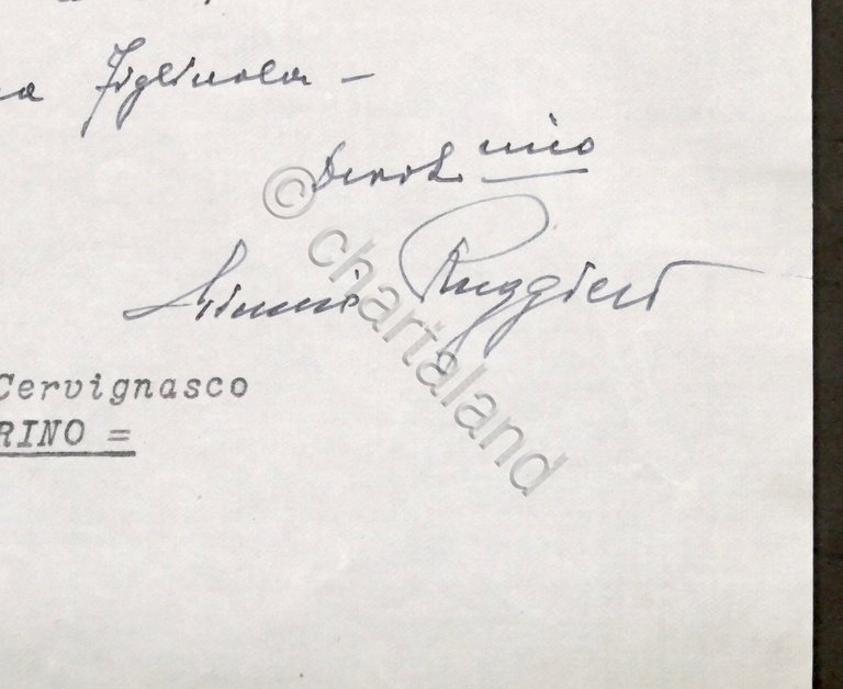 Lettera con autografo Comandante divisione Fanteria Forlì Giunio Ruggeri 1940