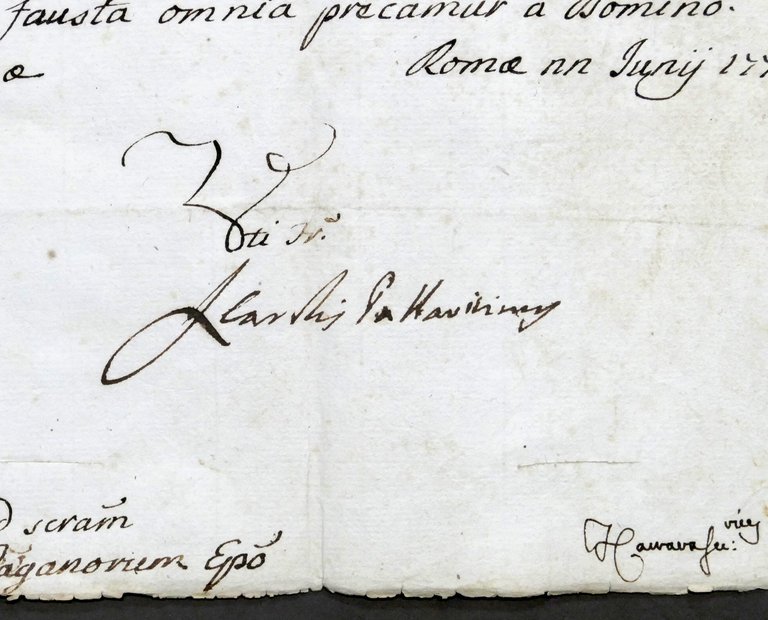 Lettera con autografo del Cardinale Lazzaro Pallavicini - 1776