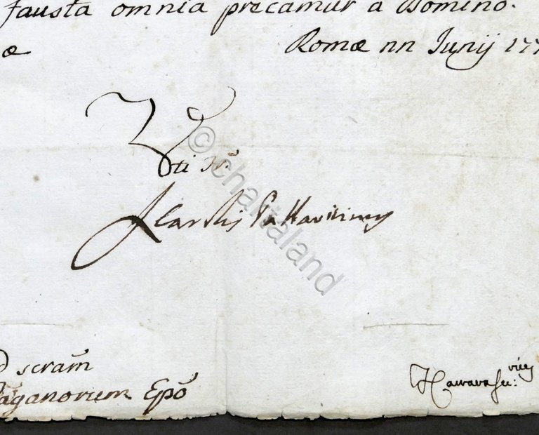 Lettera con autografo del Cardinale Lazzaro Pallavicini - 1776