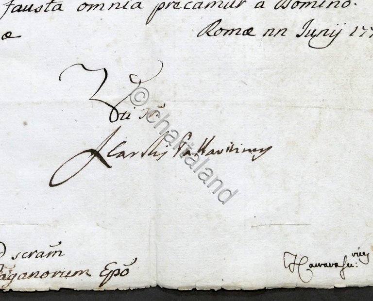 Lettera con autografo del Cardinale Lazzaro Pallavicini - 1776