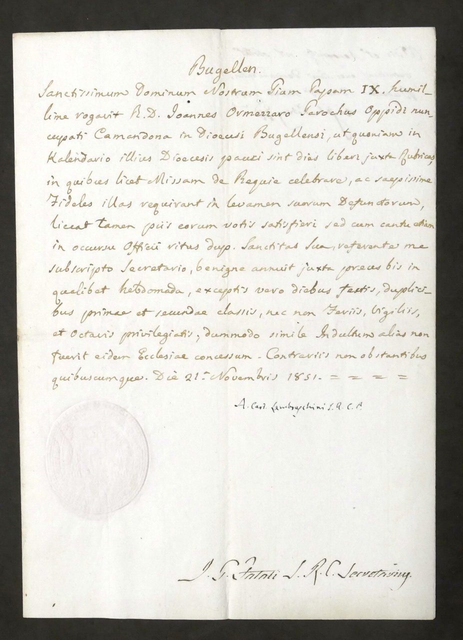 Lettera con autografo del cardinale Luigi Emmanuele Nicolò Lambruschini - …