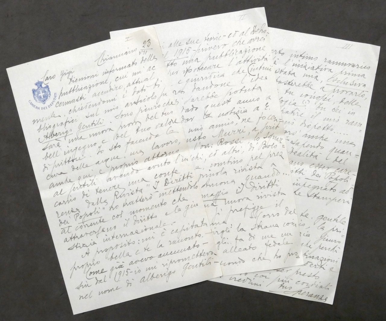 Lettera con autografo del deputato Serafino Speranza - 1936 | Immagine principale