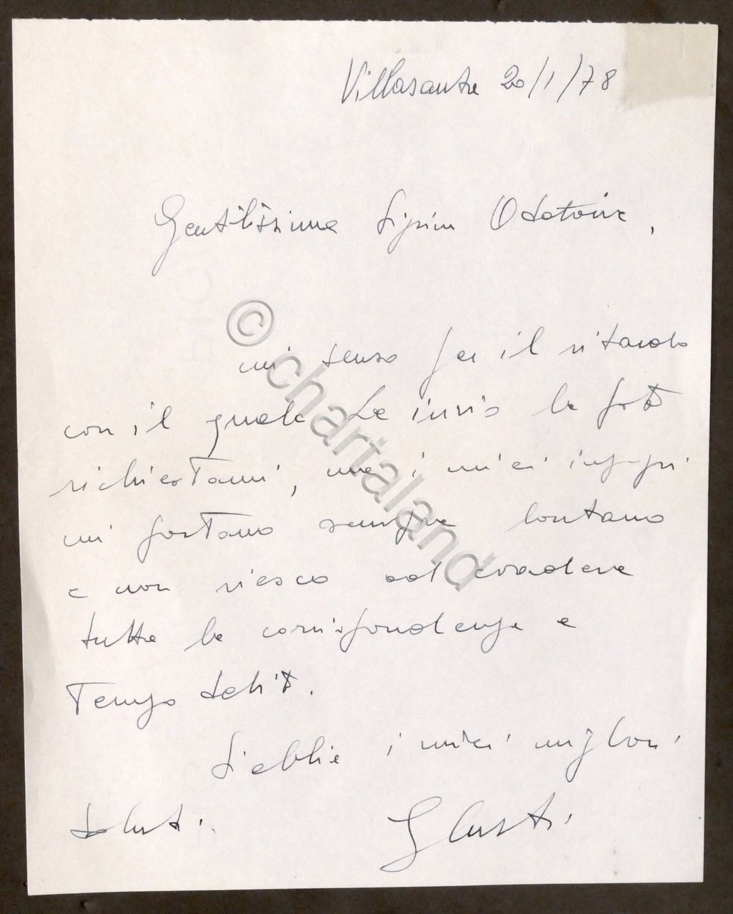 Lettera con autografo del direttore d'orchestra Alan Curtis - 1978