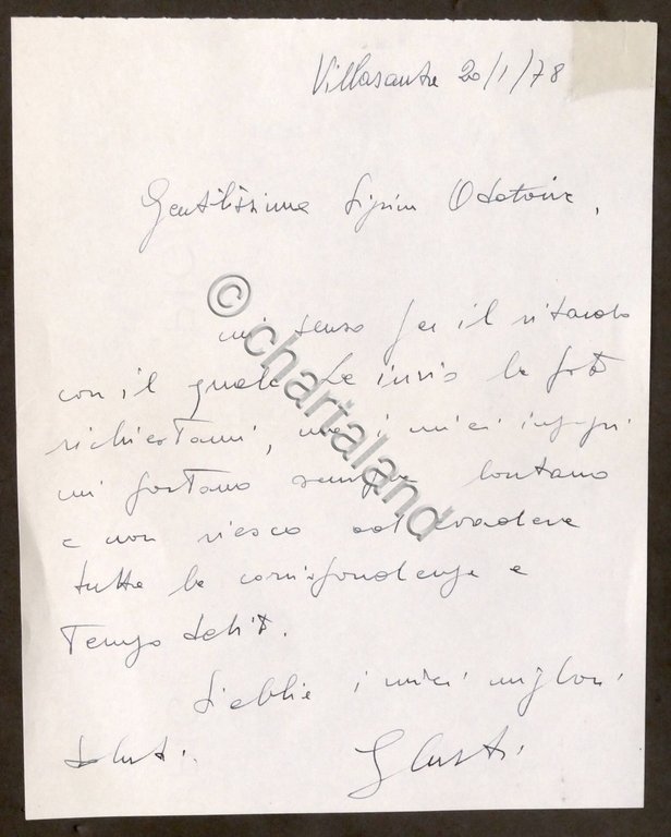 Lettera con autografo del direttore d'orchestra Alan Curtis - 1978
