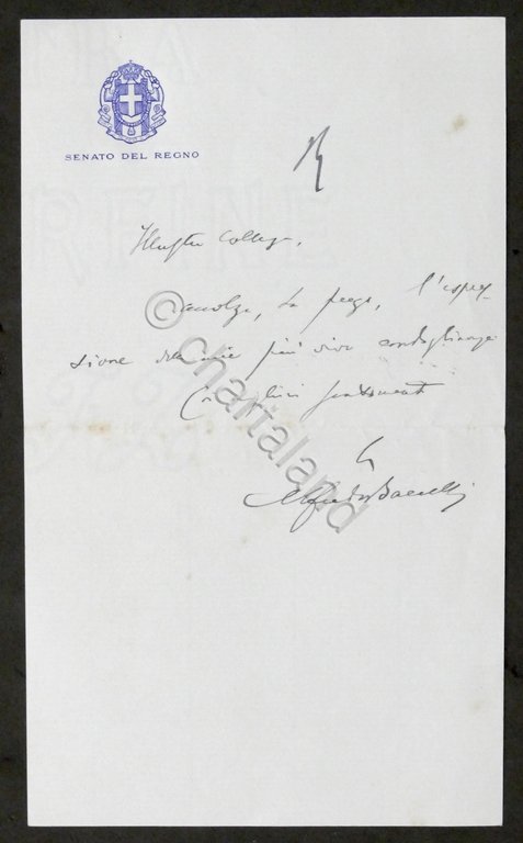 Lettera con autografo del senatore Alfredo Baccelli - 1936 | Immagine Gallery 3