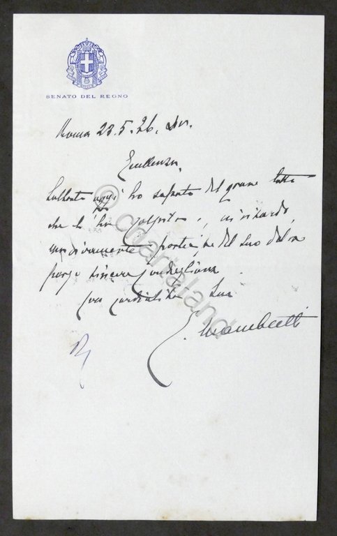 Lettera con autografo del senatore e generale Ettore Mambretti - … | Immagine Gallery 3