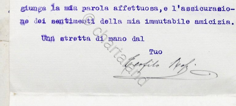 Lettera con autografo del senatore Teofilo Rossi di Montelera - …