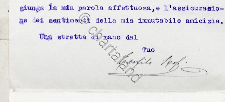 Lettera con autografo del senatore Teofilo Rossi di Montelera - …