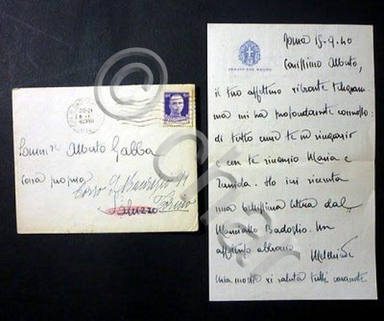 Lettera con Autografo Melchiade Gabba - Roma , 1940