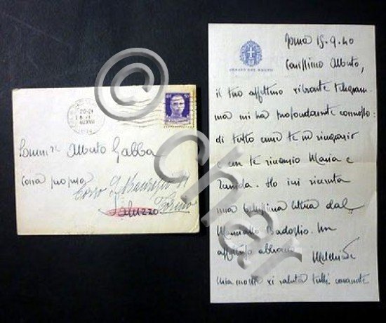 Lettera con Autografo Melchiade Gabba - Roma , 1940