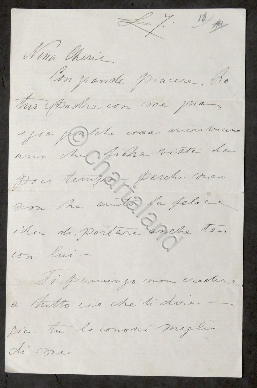 Lettera con autografo Ricciotti Garibaldi (Primogenito Giuseppe Garibaldi) 1870