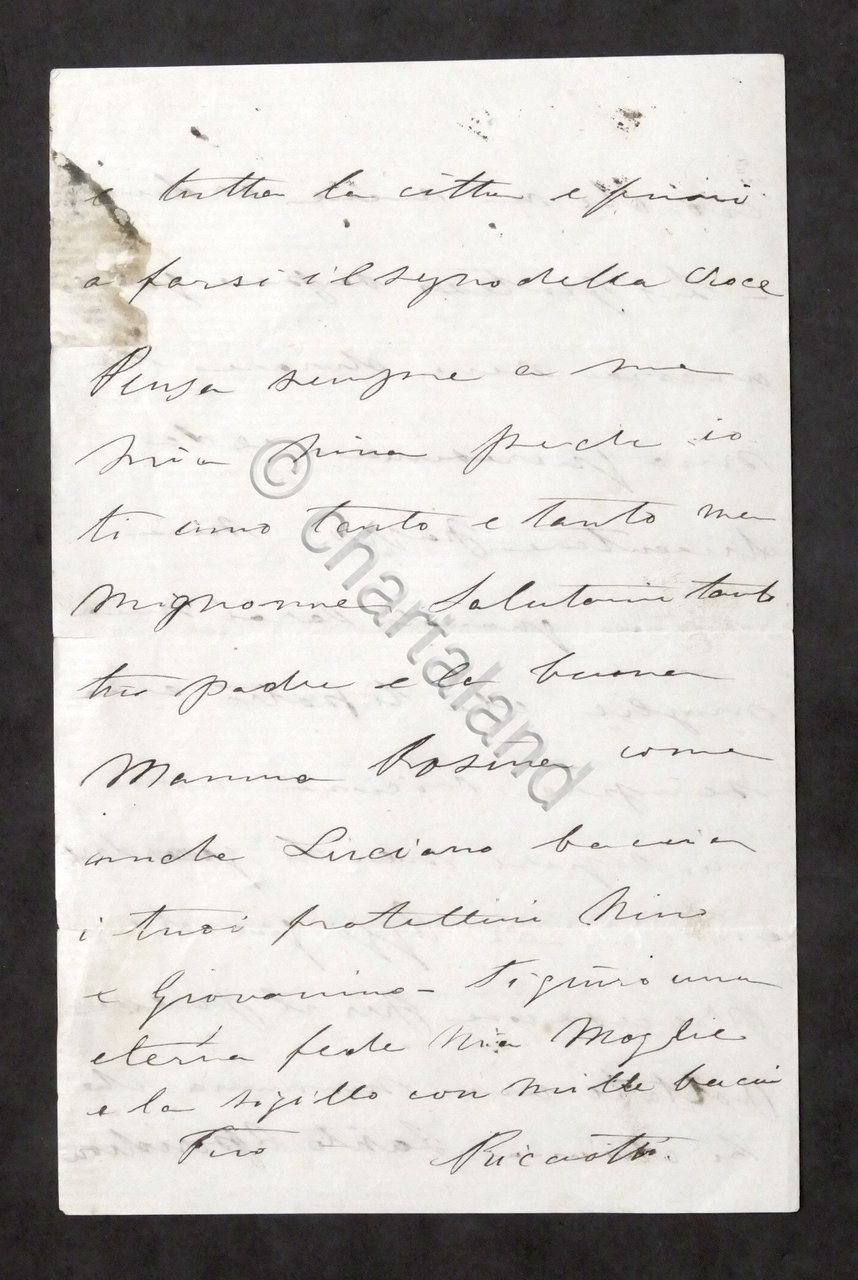 Lettera autografo di Ricciotti Garibaldi (figlio di Giuseppe Garibaldi) 1870