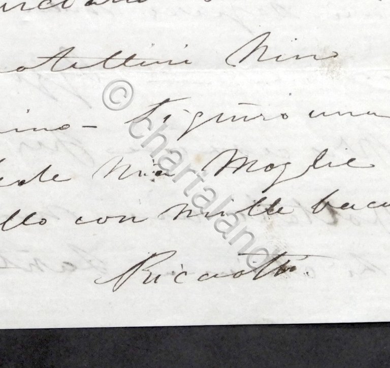 Lettera autografo di Ricciotti Garibaldi (figlio di Giuseppe Garibaldi) 1870