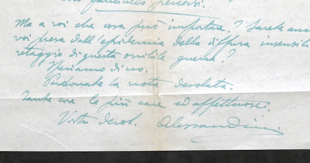 Lettera manoscritta autografo del poeta Garibaldo Alessandrini - 1946