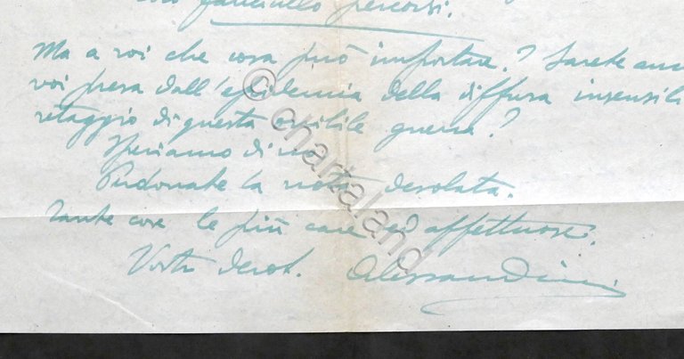 Lettera manoscritta autografo del poeta Garibaldo Alessandrini - 1946