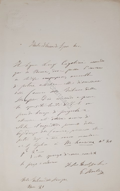 Lettera manoscritta con autografo - Giornalista Pietro Sbarbaro - 1880 … | Immagine Gallery 1