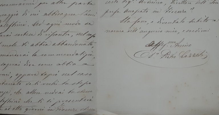 Lettera manoscritta con autografo - Medico Patriota italiano Pietro Lazzati …