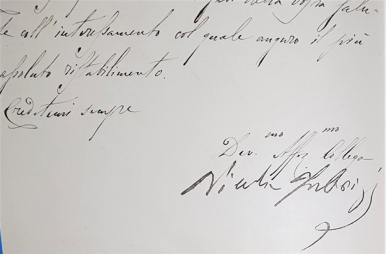 Lettera manoscritta con autografo - Politico Nicola Fabrizi - 1882 | Immagine Gallery 3