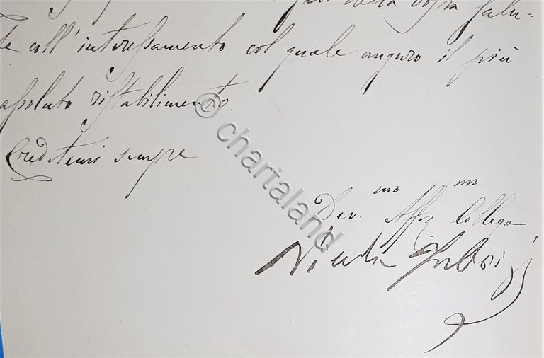 Lettera manoscritta con autografo - Politico Nicola Fabrizi - 1882 | Immagine Gallery 4