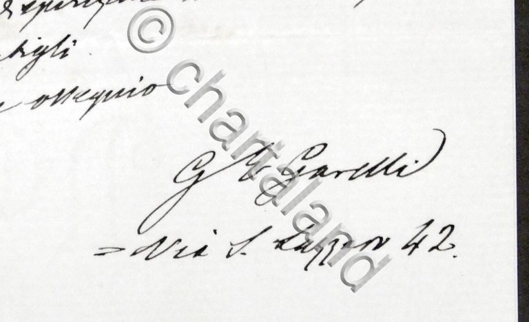 Lettera manoscritta con autografo del deputato Giovanni Garelli - 1877