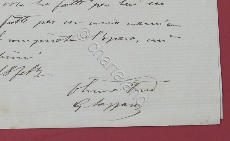 Lettera manoscritta con autografo del deputato Giuseppe Lazzaro - 1880 …