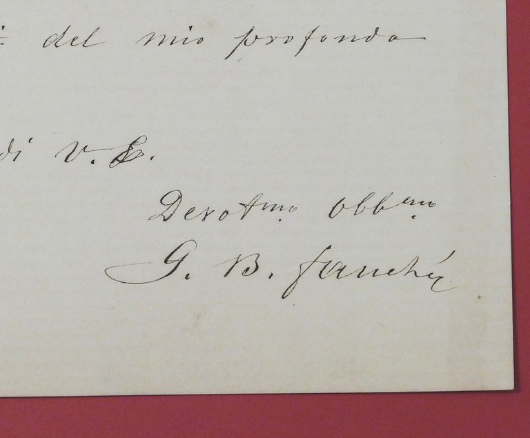 Lettera manoscritta con autografo del patriota Giovanni Battista Fauché - …