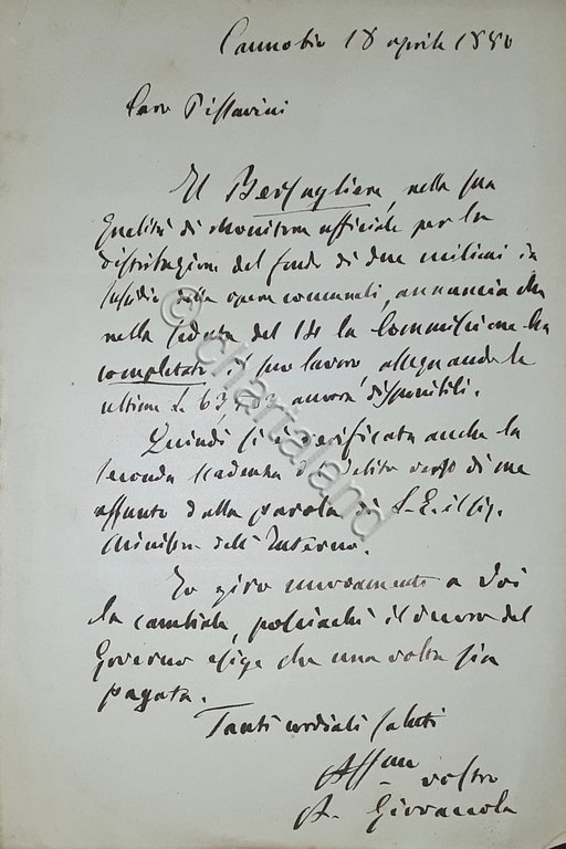 Lettera manoscritta con autografo del politico Antonio Giovanola - 1880 | Immagine Gallery 2