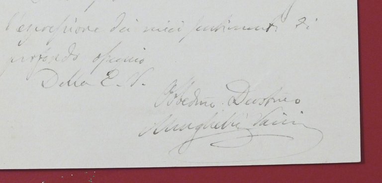 Lettera manoscritta con autografo del prefetto Giovanni Minghelli Vaini - …