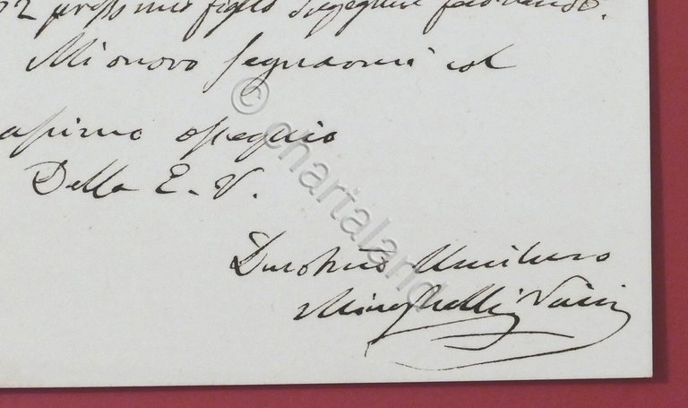 Lettera manoscritta con autografo di Giovanni Minghelli Vaini - 1880 …