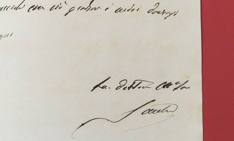 Lettera manoscritta con autografo senatore Vittorio Sacchi - 1879