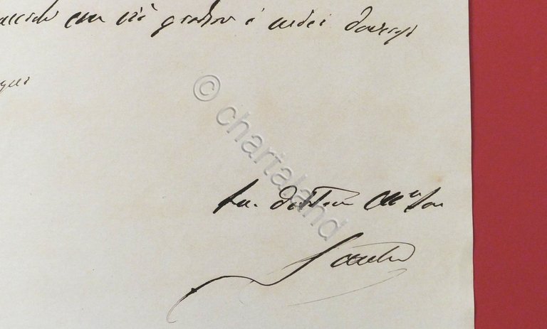 Lettera manoscritta con autografo senatore Vittorio Sacchi - 1879