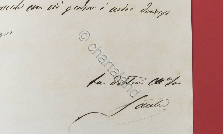 Lettera manoscritta con autografo senatore Vittorio Sacchi - 1879