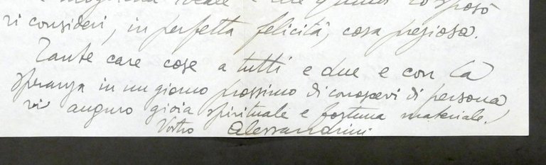 Lettera manoscritta e autografo del poeta Garibaldo Alessandrini - 1949