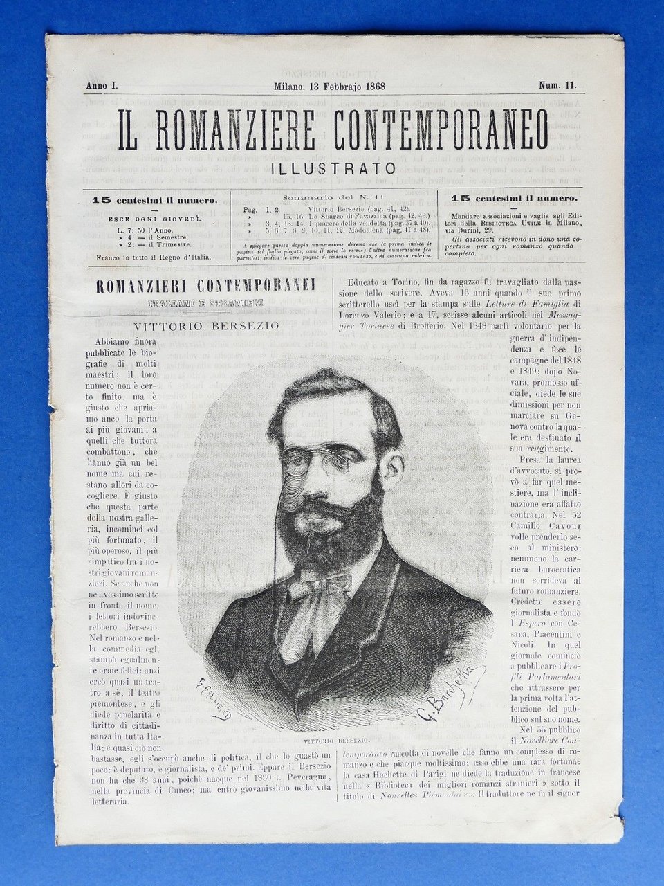 Letteratura Il romanziere contemporaneo illustrato Anno I N° 11 1868 … | Immagine principale