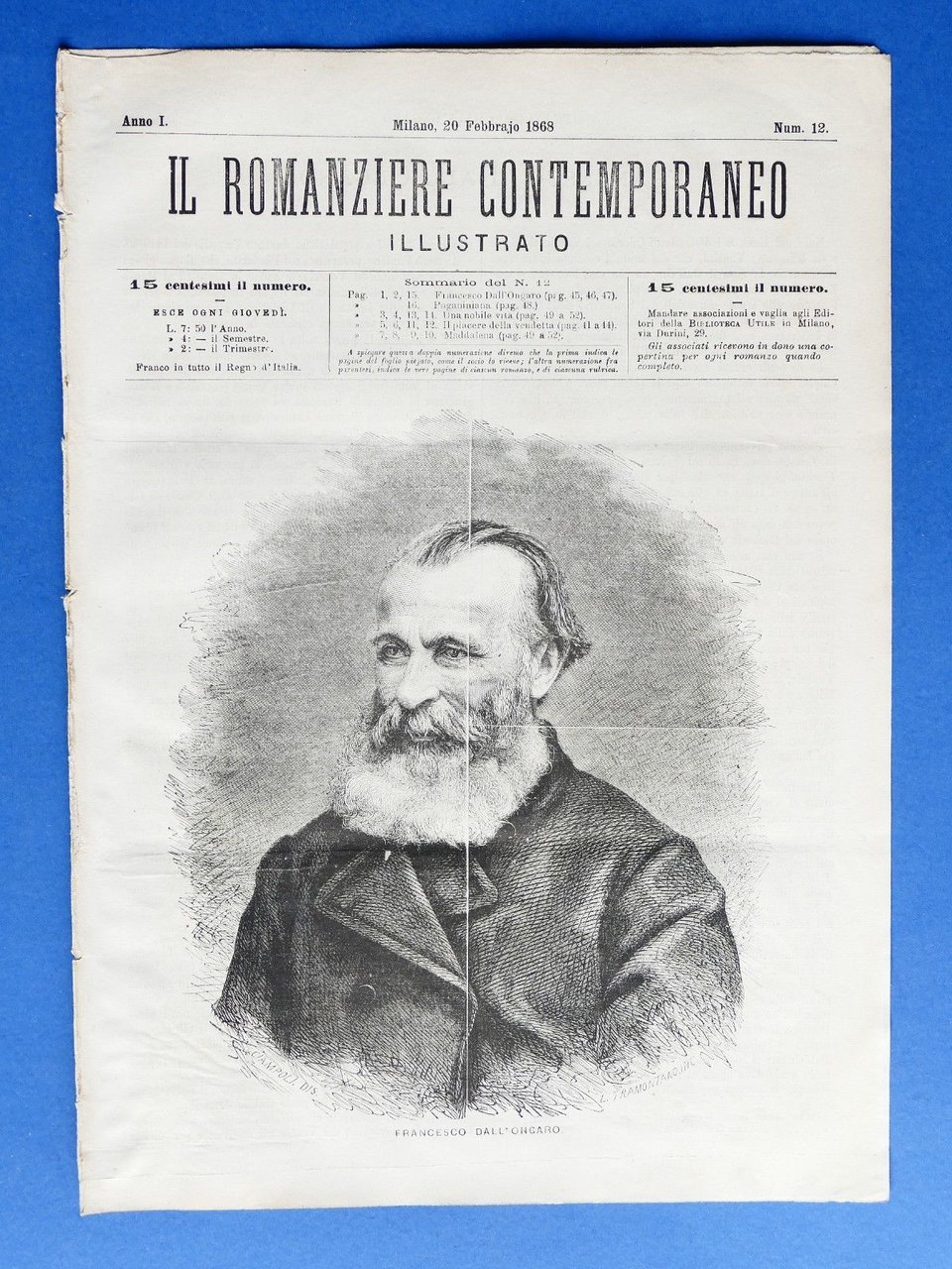 Letteratura Il romanziere contemporaneo illustrato Anno I N° 12 1868 … | Immagine principale
