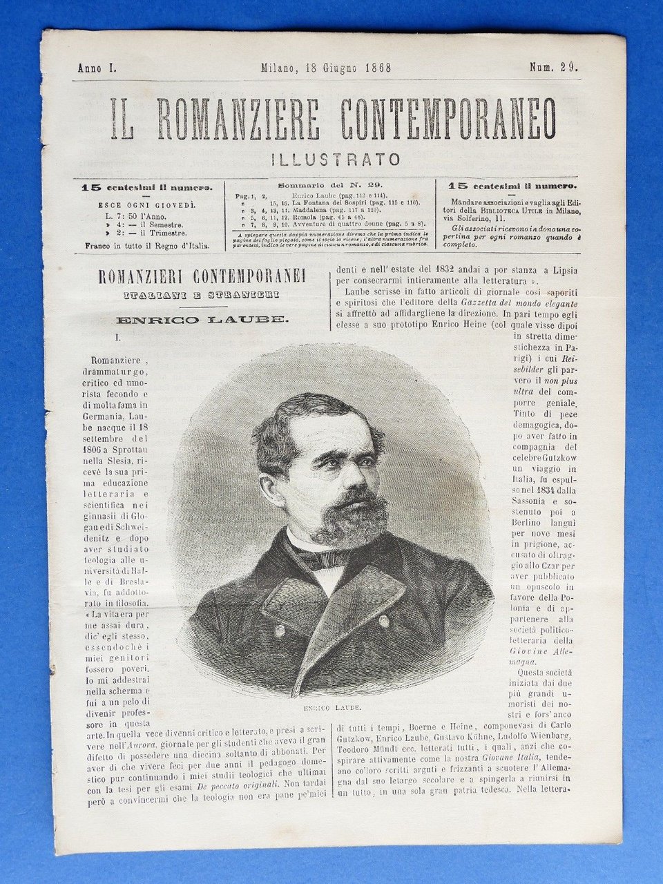 Letteratura Il romanziere contemporaneo illustrato Anno I N° 29 - … | Immagine principale