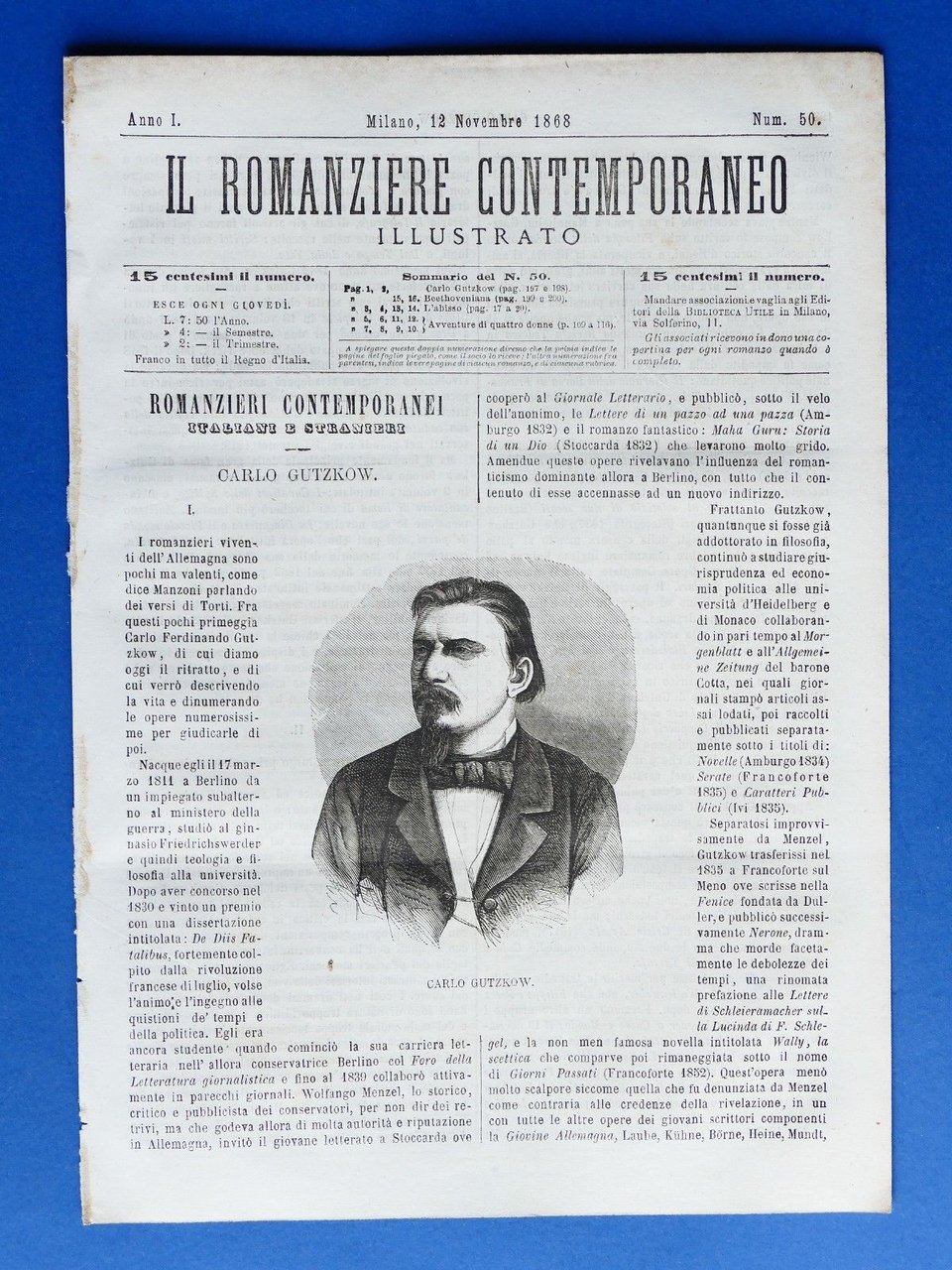 Letteratura Il romanziere contemporaneo illustrato Anno I N° 50 - … | Immagine principale